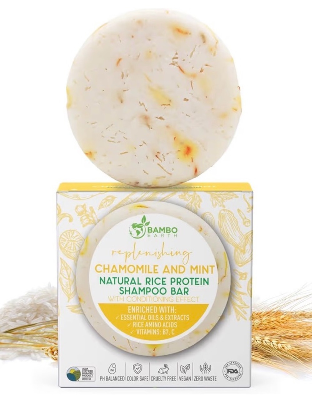 5/$25 BAMBO Earth Chamomile & Mint Shampoo Bar